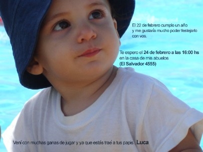 Luca�s first birthday party invitation