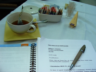 Preparing  my comments for the panel with Philippe Schmitter