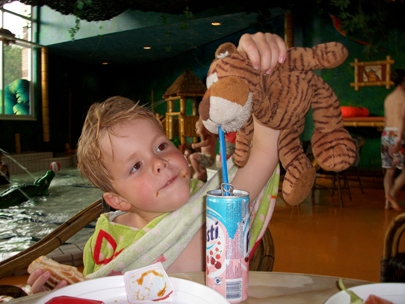 Giving tiger a drink